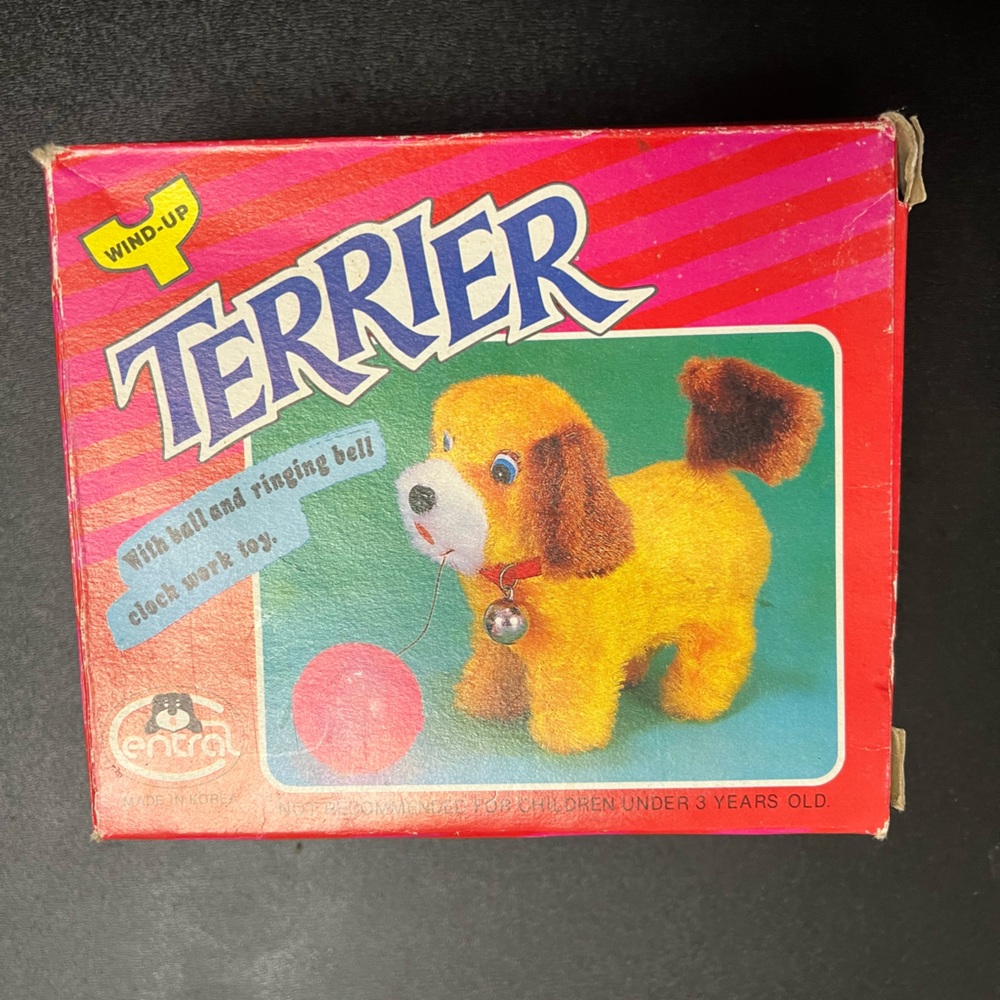 1960s Terrier Clockwork Tin Wind-Up Toy With Bell  Vintage Korea Made WORKING